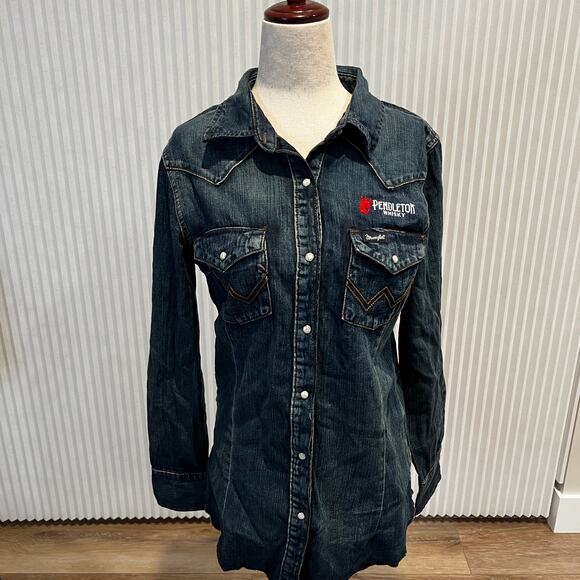 WRANGLER Women's Pendleton Whisky Long Sleeve Western Snap Denim Top Size Small - Picture 3 of 10